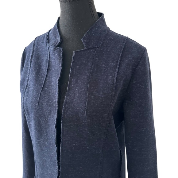 Olsen Cotton Open Navy Blue Long Blazer size 8 - Picture 5 of 17